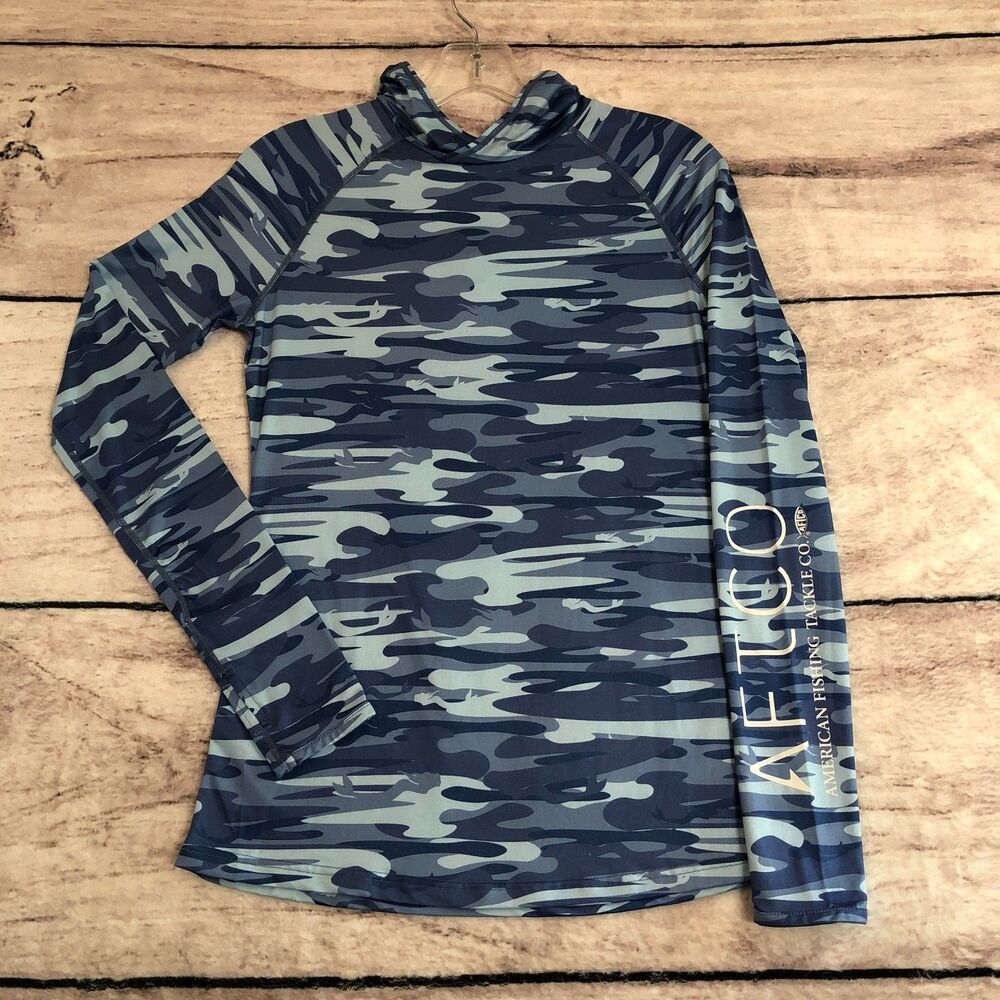 ATFCO Hoodie Womens XS Blue Tactical Camo Hooded Long Sleeve Performance Shirt